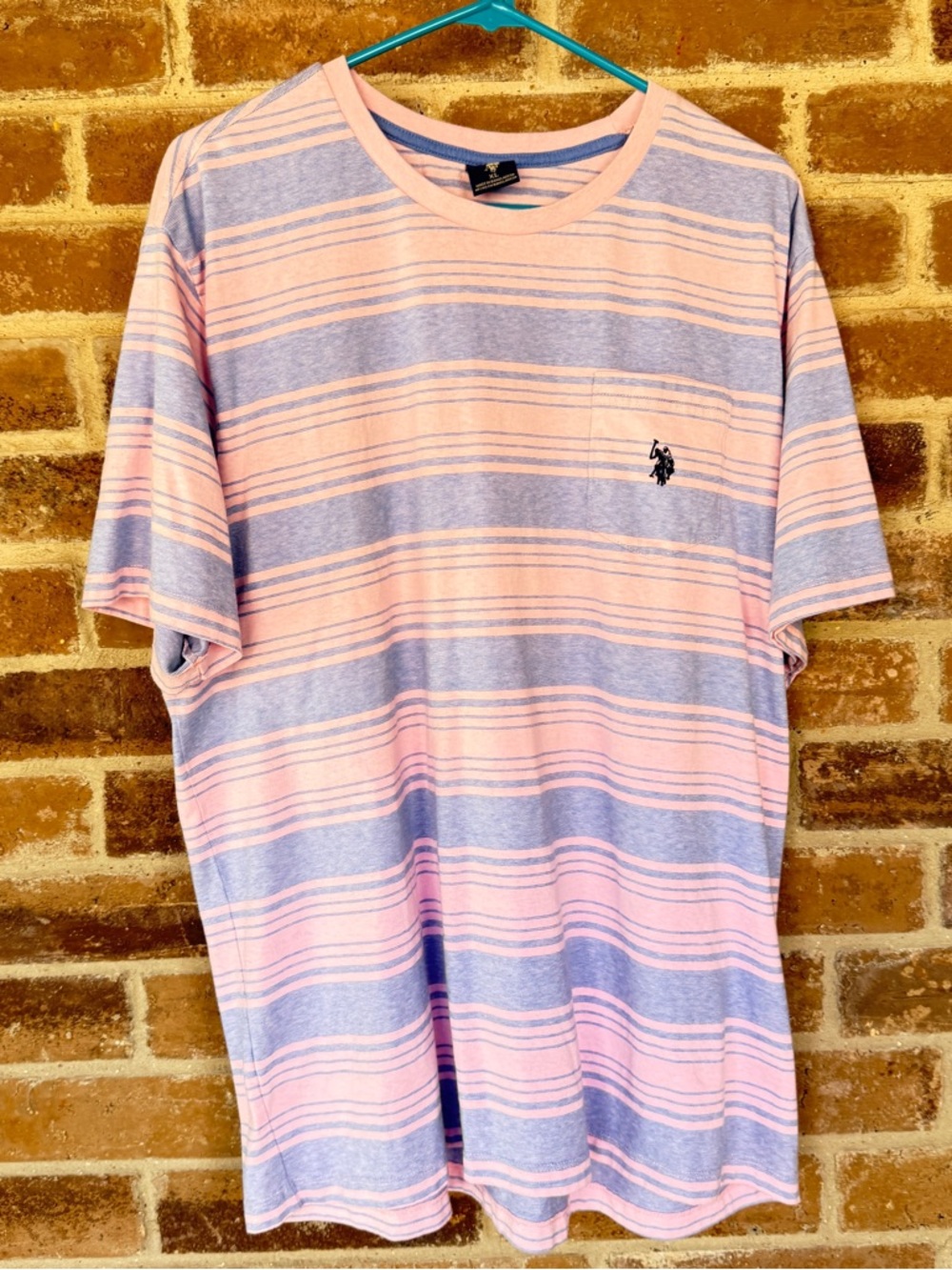 U.S. Polo Assn. Pink & Light Blue Striped Crewneck Tee